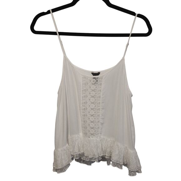 Forever 21 Tops - Forever21 White Babydoll L Cami Lace Ruffle Y2K Festival Boho Beach Fairycore‎